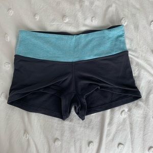 Grey and Blue Lululemon Hot Yoga Shorts Reversible